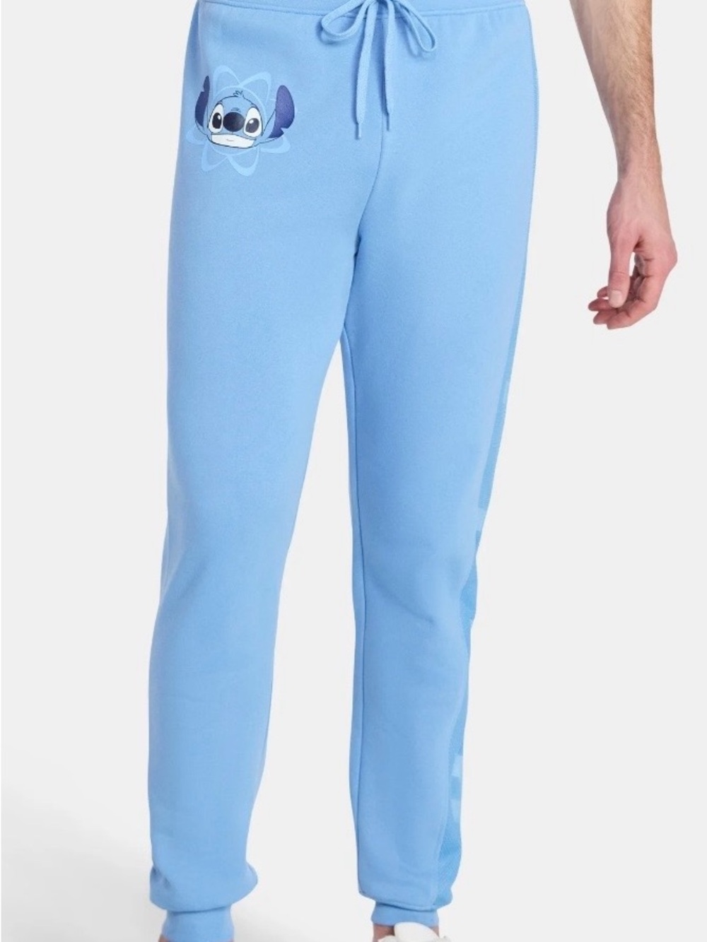 Light Blue Men’s Casual Drawstring Sweatpants with Stitch Character - Picture 4 of 4